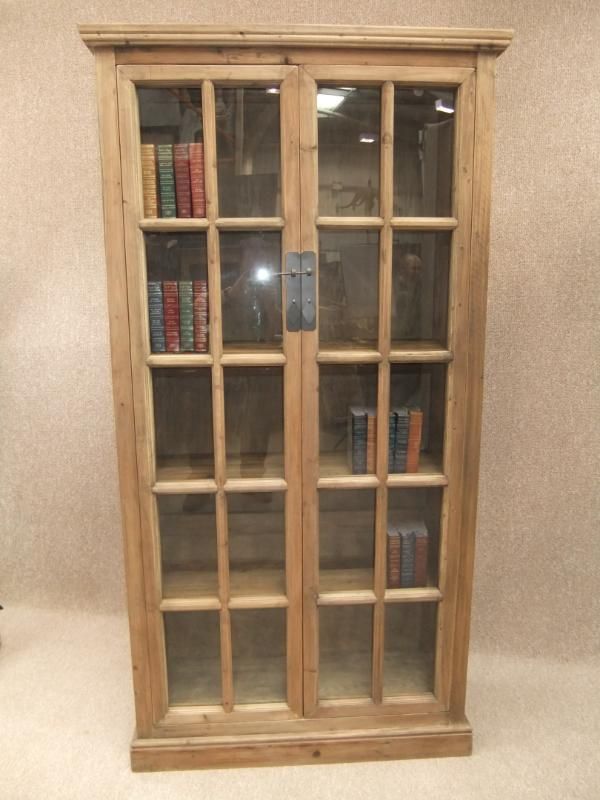 LARGE RECLAIMED AND RECYCLED PINE GLAZED BOOKCASE eBay